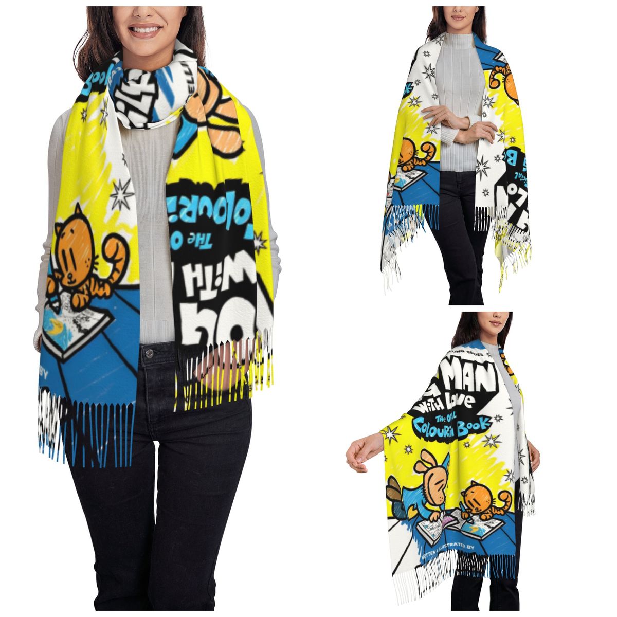 Womens Tassel Scarf Dog Man Do - Pashmina Wrap Large のレビューと価格