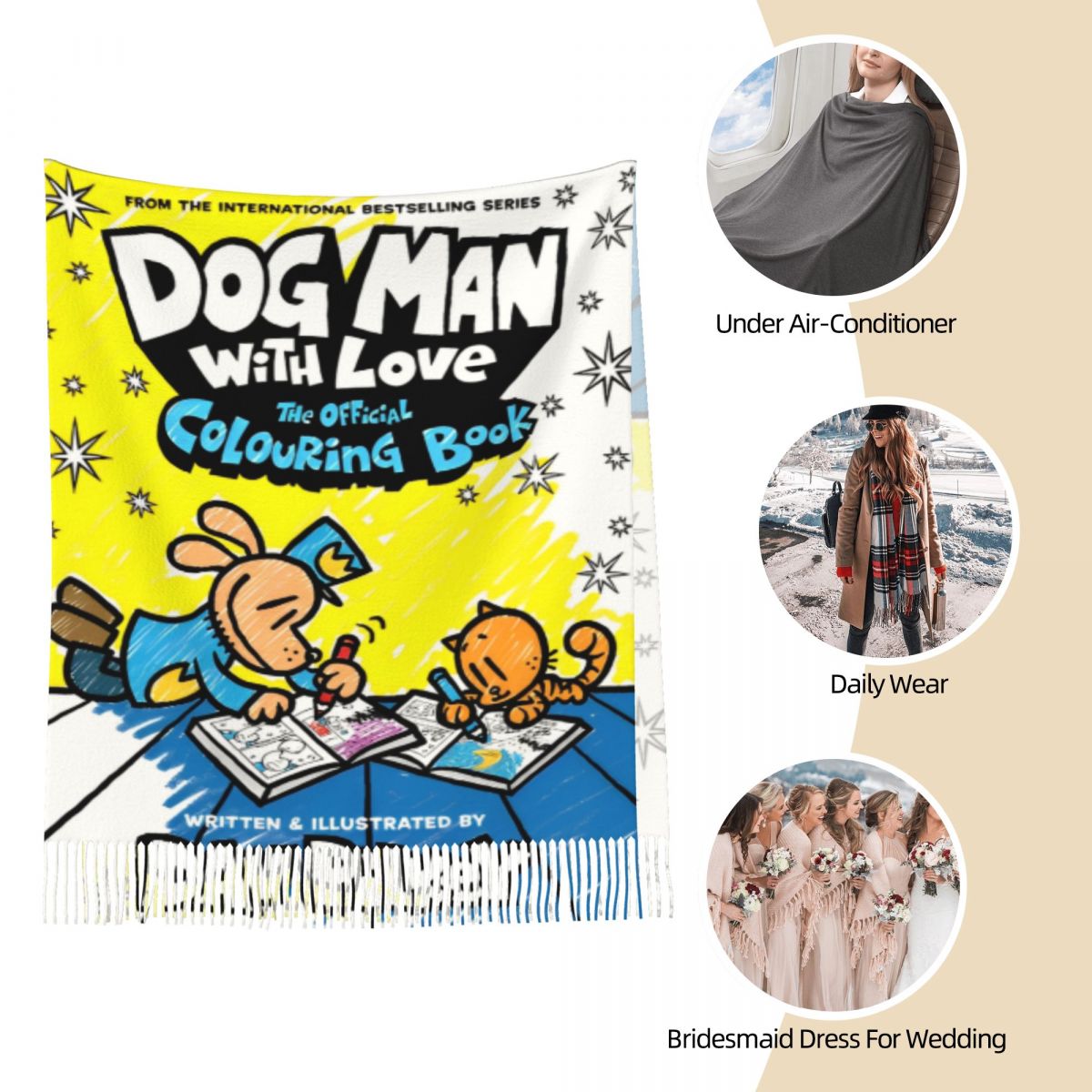 Womens Tassel Scarf Dog Man Do - Pashmina Wrap Large のレビューと価格