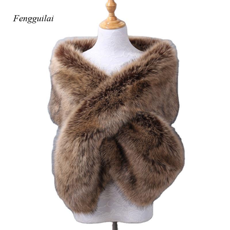 Women's White Faux Fur Shawl B - Stole Wedding Shawl のレビューと価格