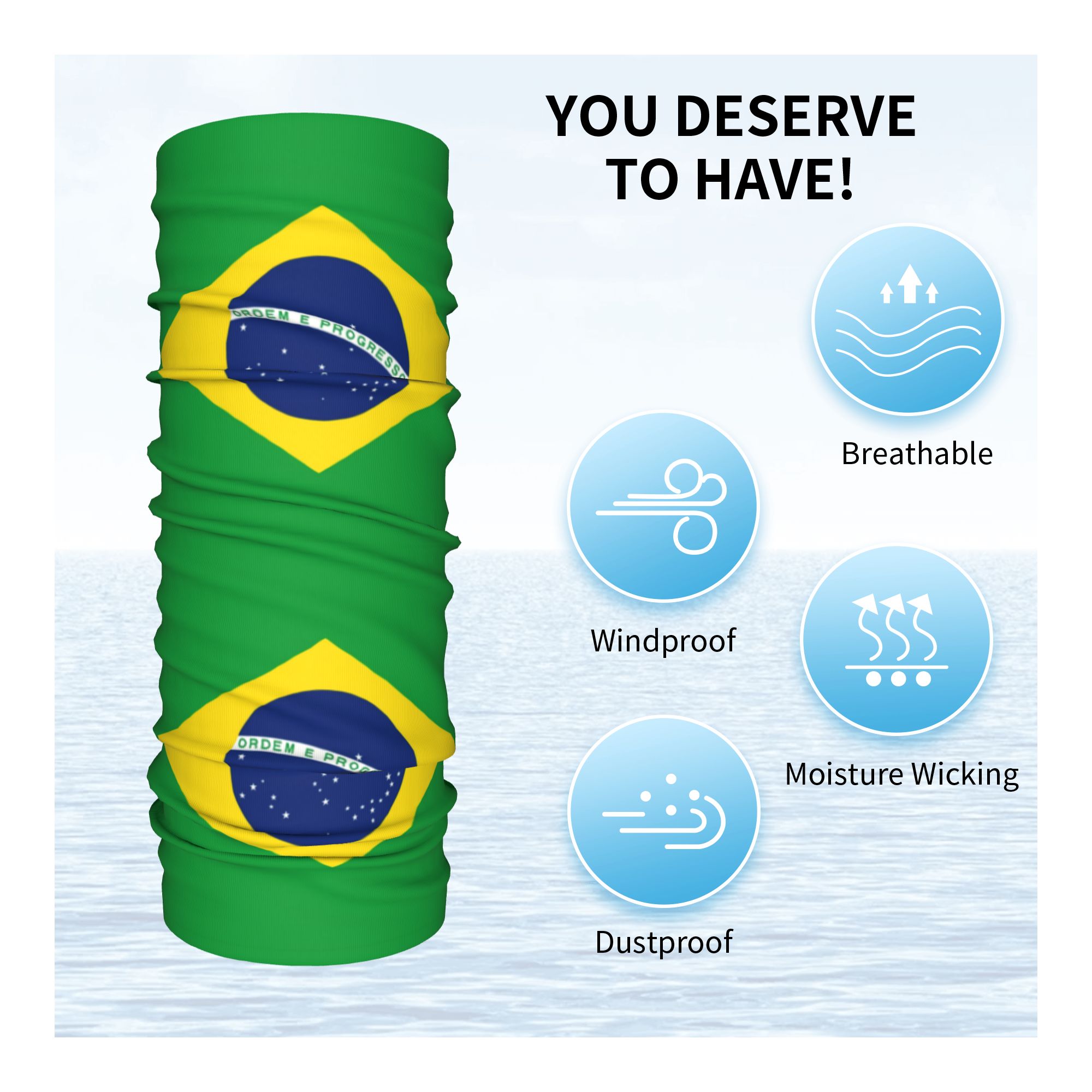 Custom Brazil Flag Bandana Nec - Neck Warmer Tube のレビューと価格