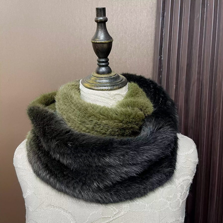 Ombre Color Genuine Mink Fur S - Infinity Scarf Knit のレビューと価格