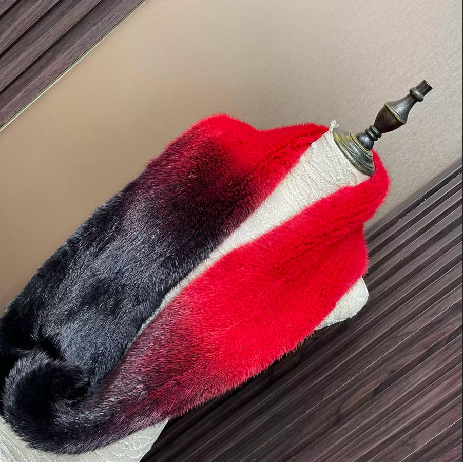 Ombre Color Genuine Mink Fur S - Infinity Scarf Knit のレビューと価格