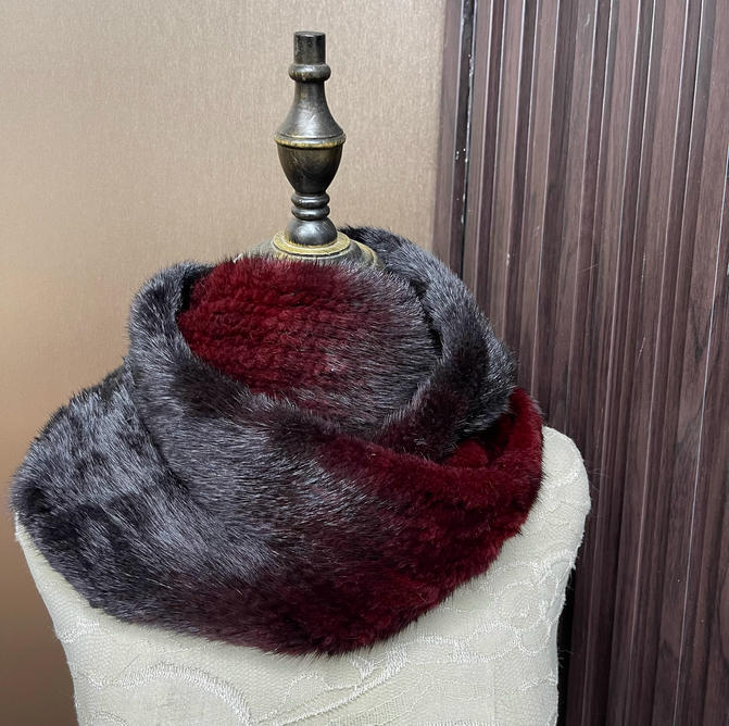 Ombre Color Genuine Mink Fur S - Infinity Scarf Knit のレビューと価格