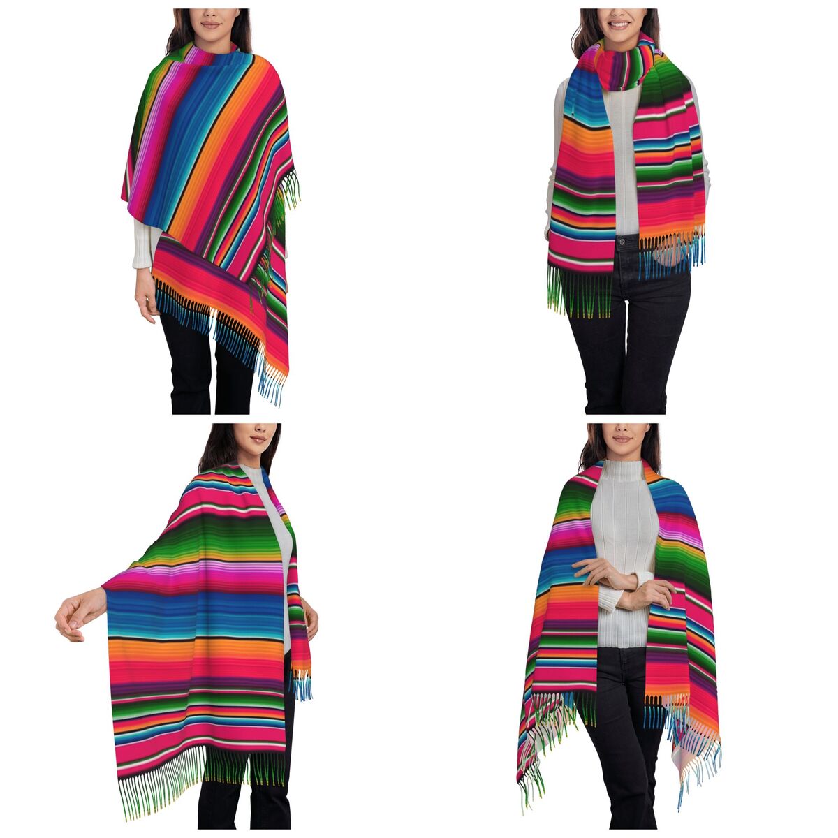 Mexican Blanket Striped Fiesta - Woven Scarf Blanket のレビューと価格