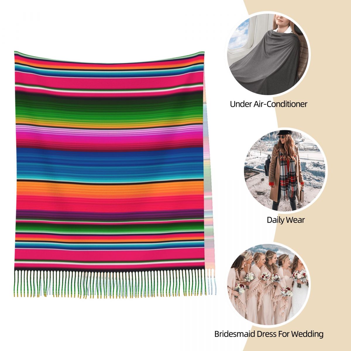 Mexican Blanket Striped Fiesta - Woven Scarf Blanket のレビューと価格