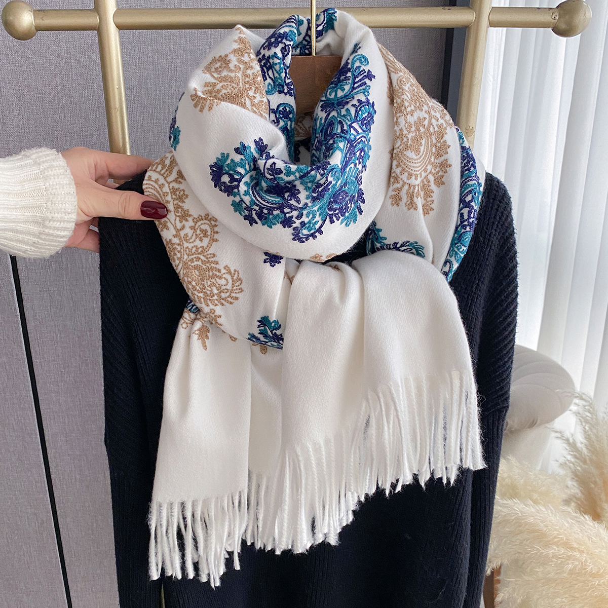 Women Fashion Winter Warm Cash - Woven Scarf Blanket のレビューと価格