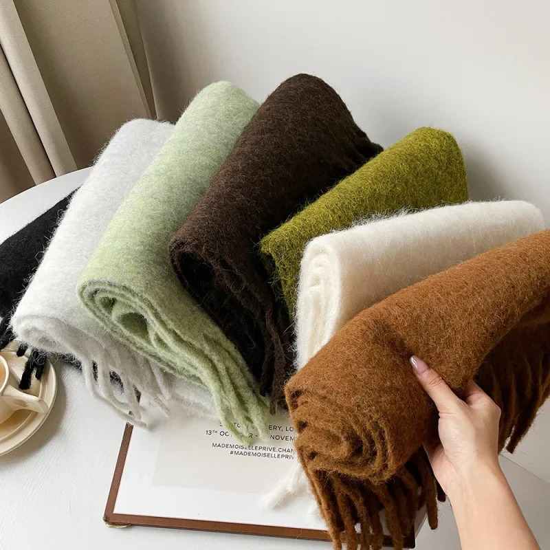 Scarf Lady Autumn Winter Solid - Muffler Men Wool のレビューと価格