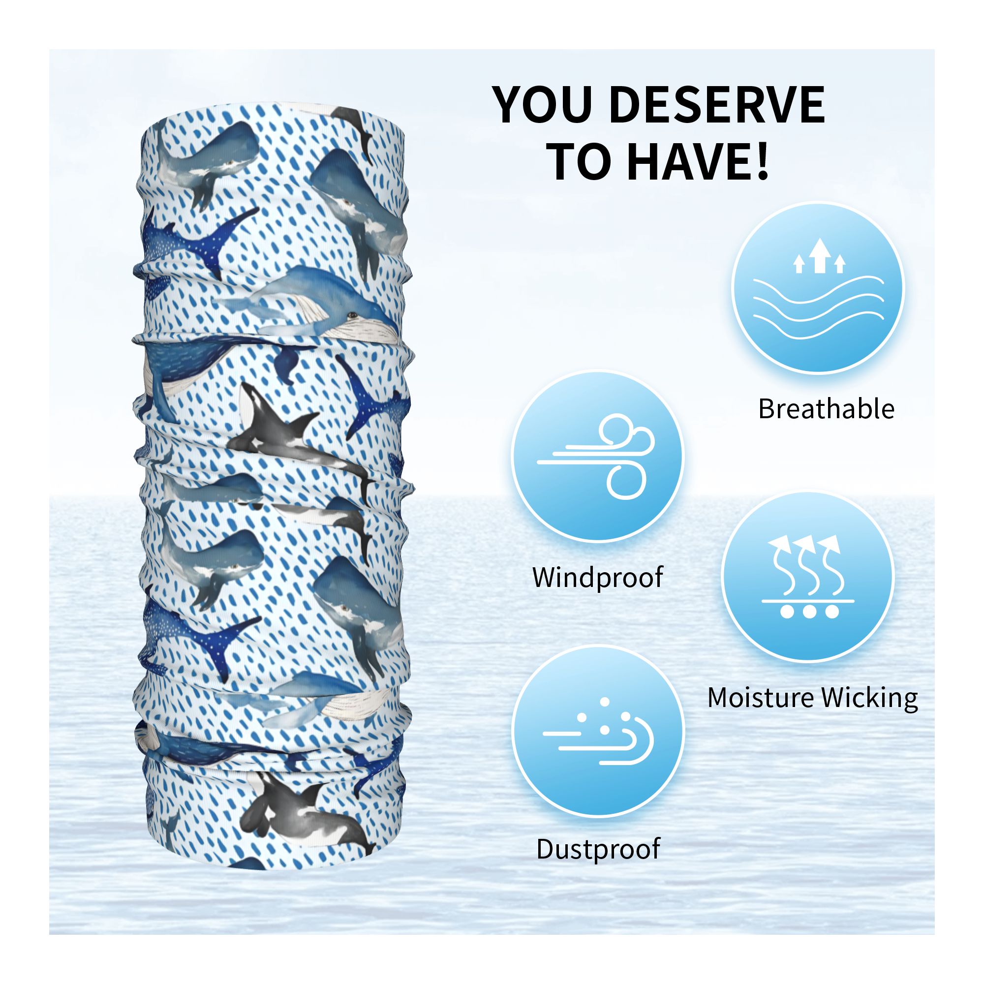 Custom Blue Watercolour Shark  - Neck Warmer Tube のレビューと価格