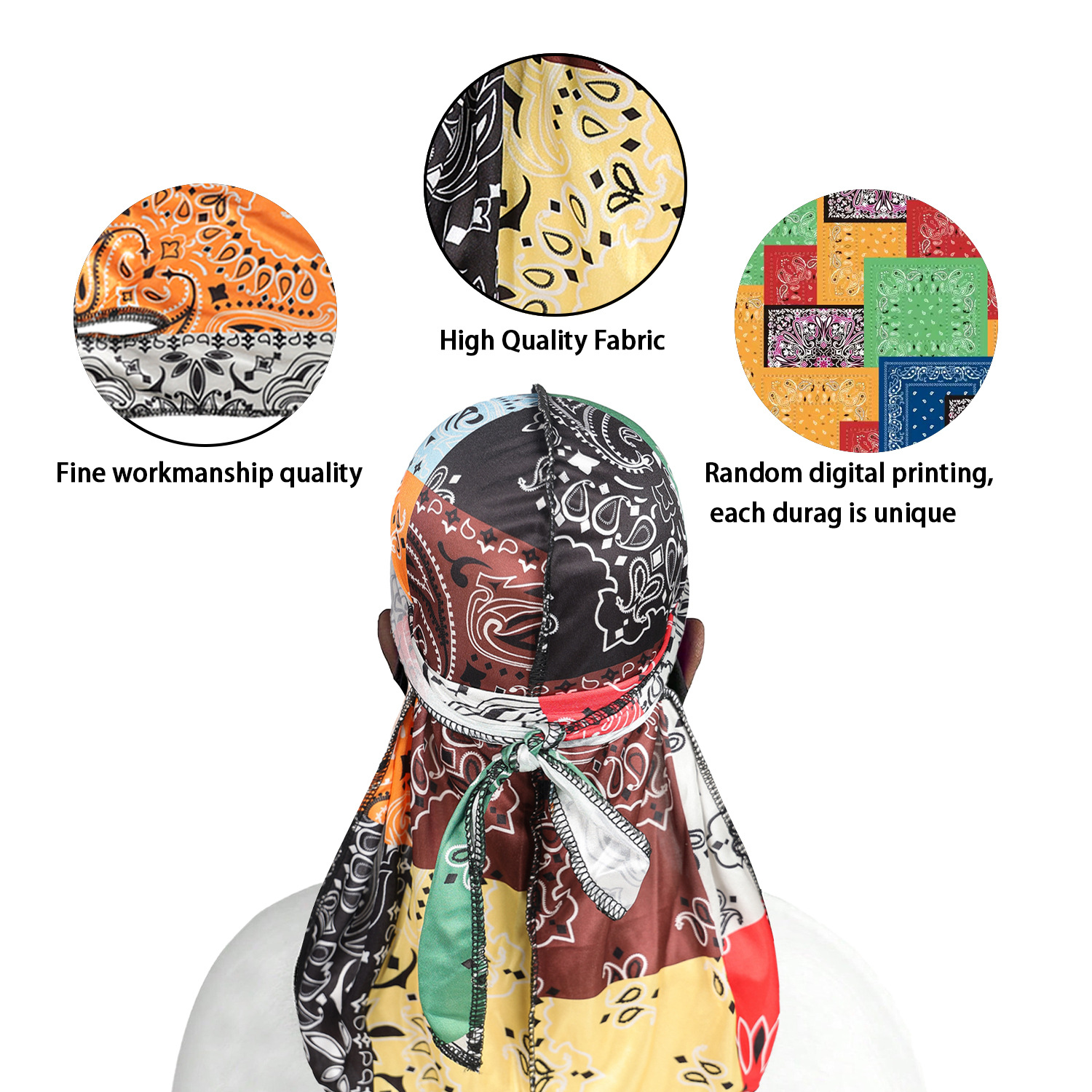 Paisley Printing Silky Durags  - Bandana Doo Rag のレビューと価格