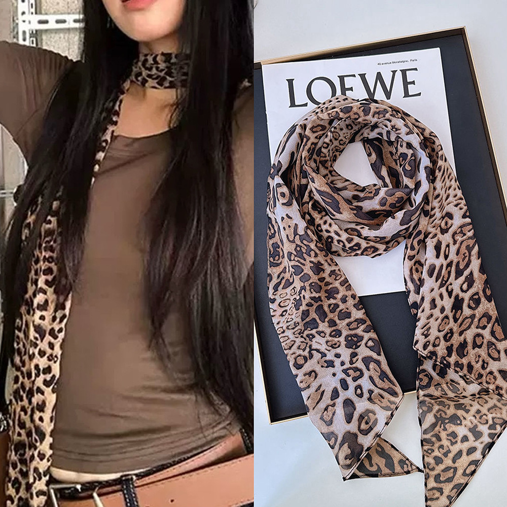Leopard Small Long Silk Scarf  - Silk Tie Striped のレビューと価格