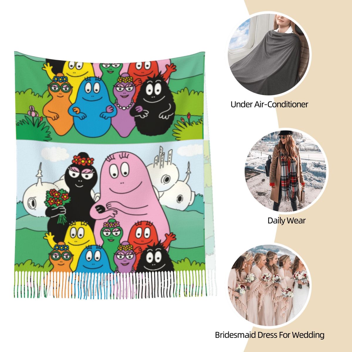 Les Barbapapa Family Shawls Wr - Pashmina Wrap Large のレビューと価格