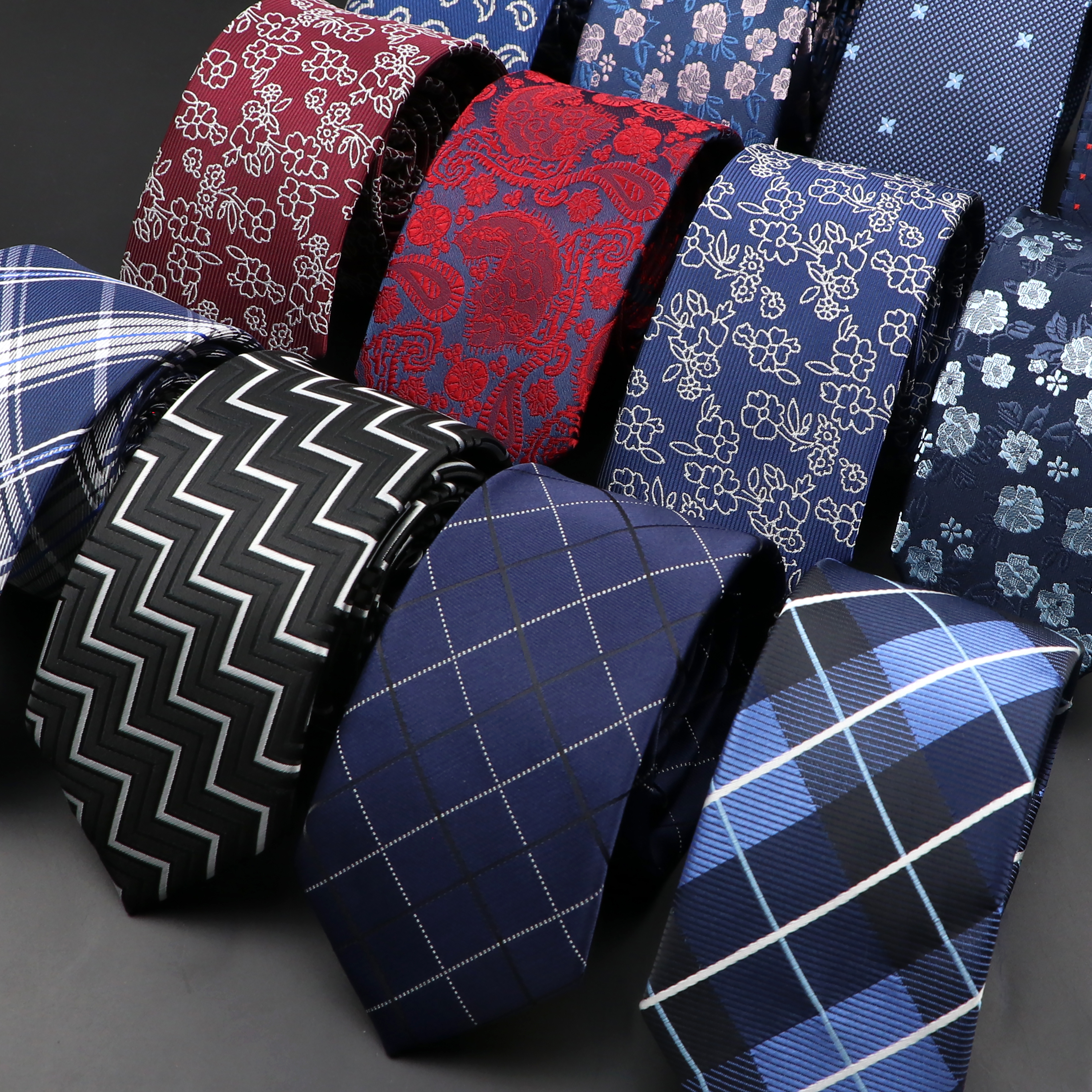 New Men Ties Solid Color Strip - Skinny Tie Men のレビューと価格
