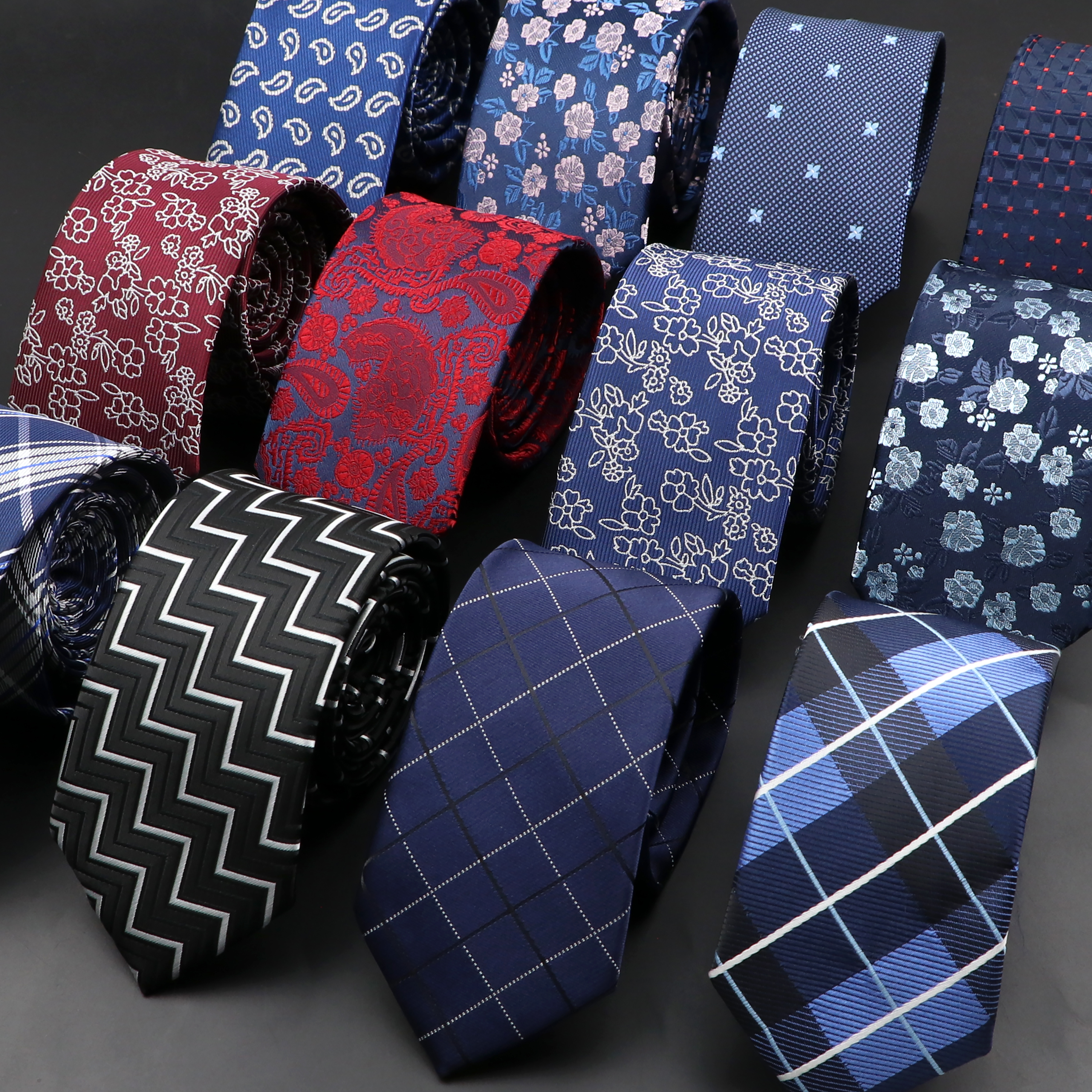 New Men Ties Solid Color Strip - Skinny Tie Men のレビューと価格