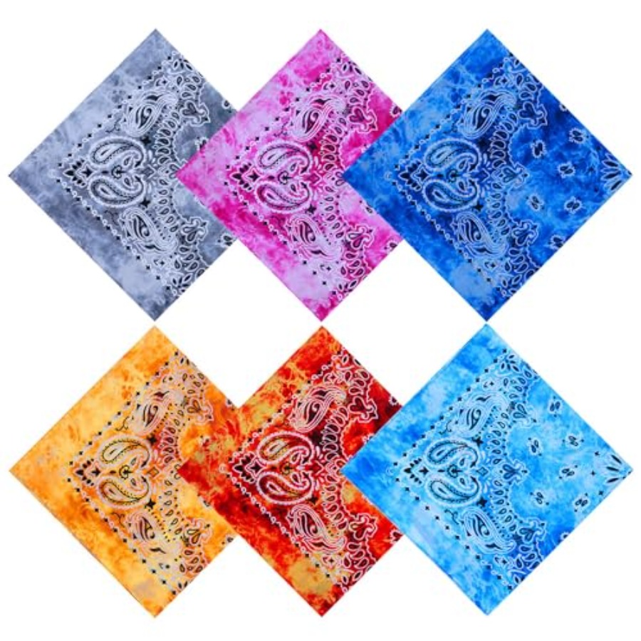 URATOT 6 Pack Tie Dye Bandana  - Handkerchief Cotton Men のレビューと価格