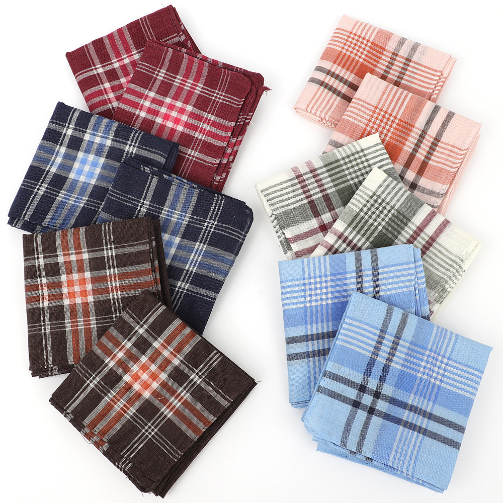 6pcs Men's Mixed Color Plaid S - Handkerchief Cotton Men のレビューと価格