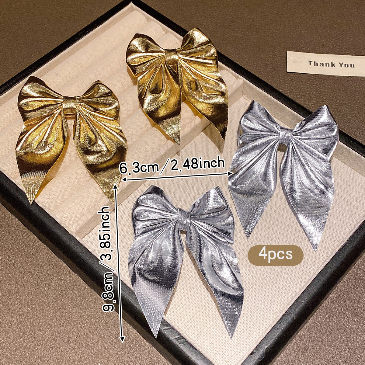 4 fashionable bow hair clips i - Tie Clip Silver のレビューと価格