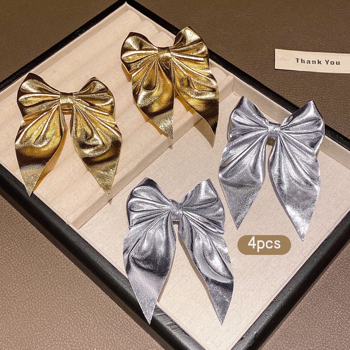 4 fashionable bow hair clips i - Tie Clip Silver のレビューと価格