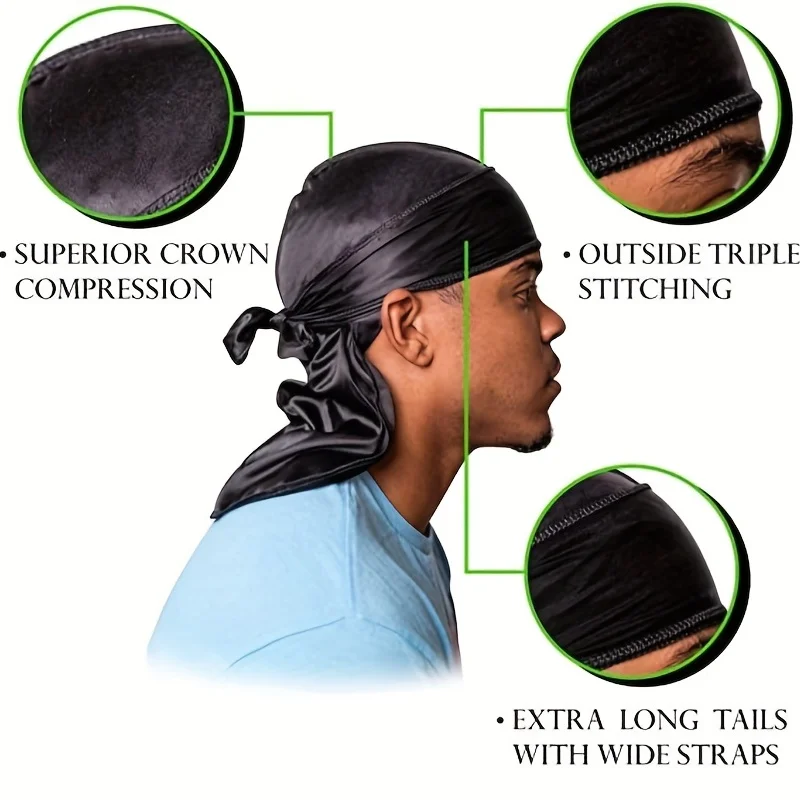 Men's Silk Durag Bonnet Bandan - Bandana Doo Rag のレビューと価格