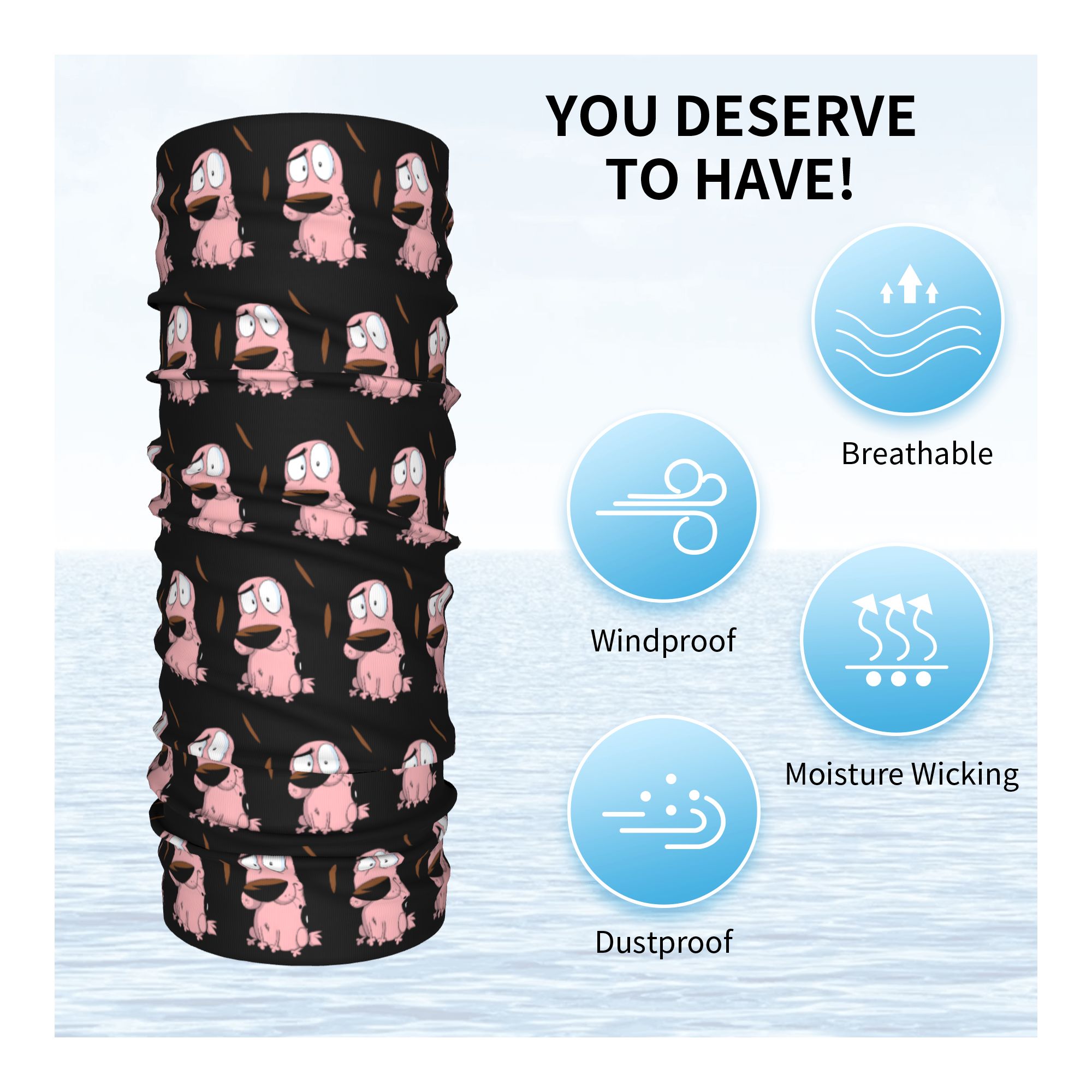 Custom Cartoon Courage Dog Win - Neck Warmer Tube のレビューと価格
