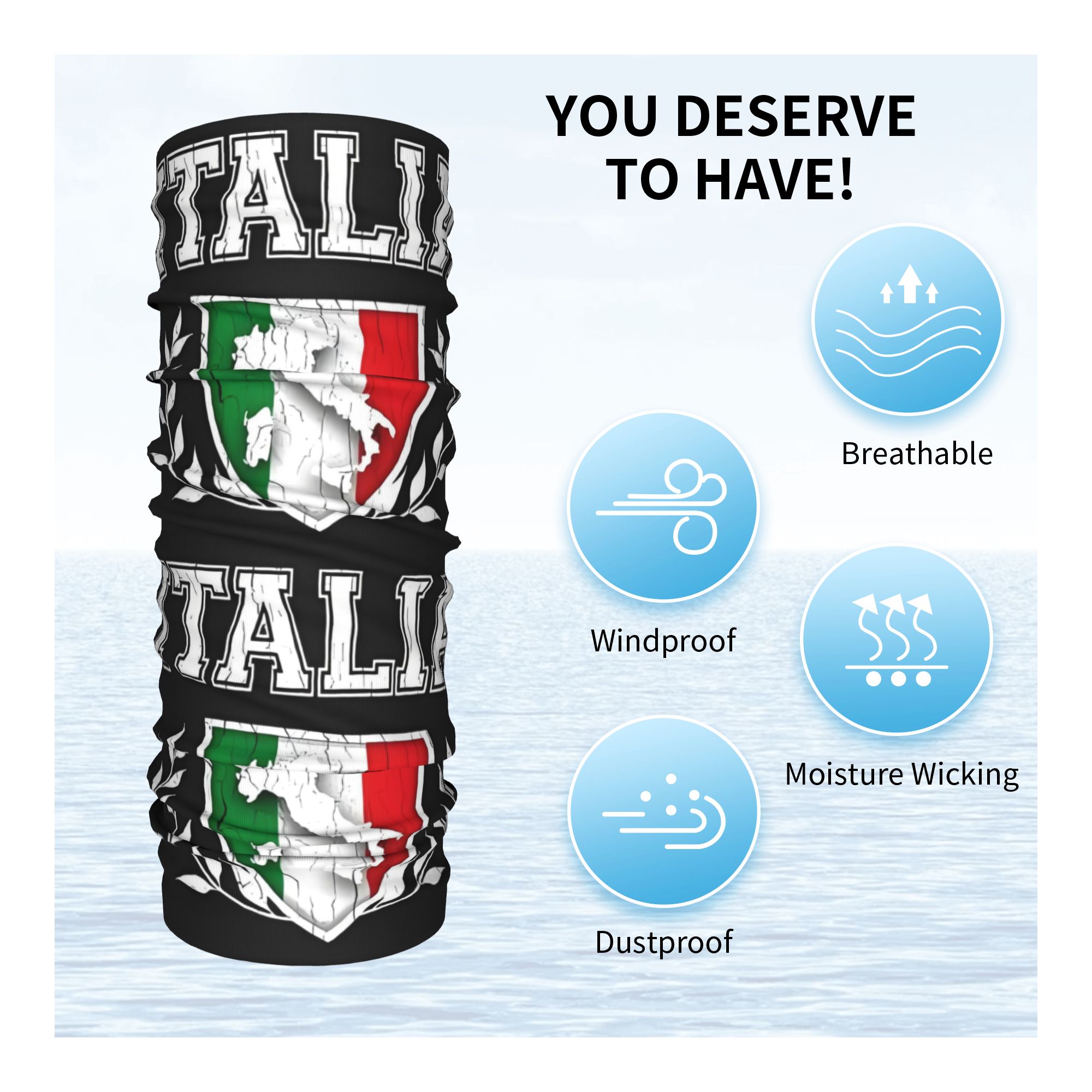 Custom Italy Flag Bandana Neck - Neck Warmer Tube のレビューと価格