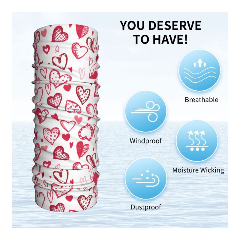Pink Red Love Hearts Bandana N - Neck Warmer Tube のレビューと価格
