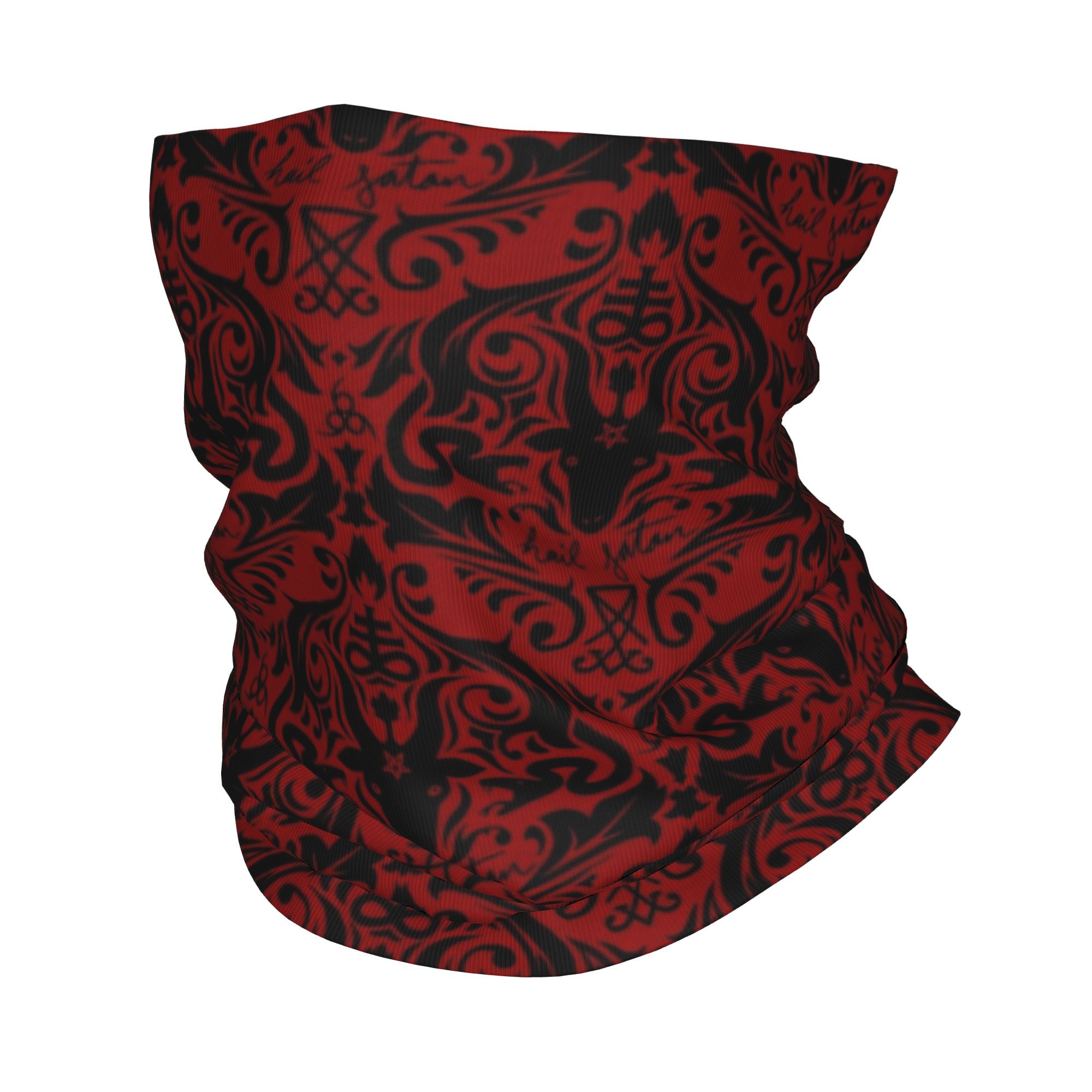 Baphomet Damask Hail Satan Bla - Neck Warmer Tube のレビューと価格