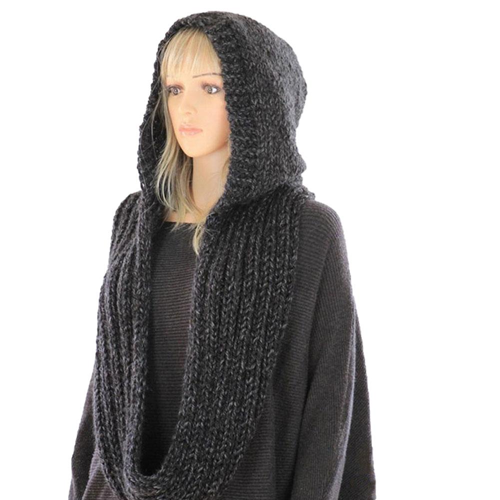 Knitted Hooded Scarf Winter Wo - Infinity Scarf Knit のレビューと価格