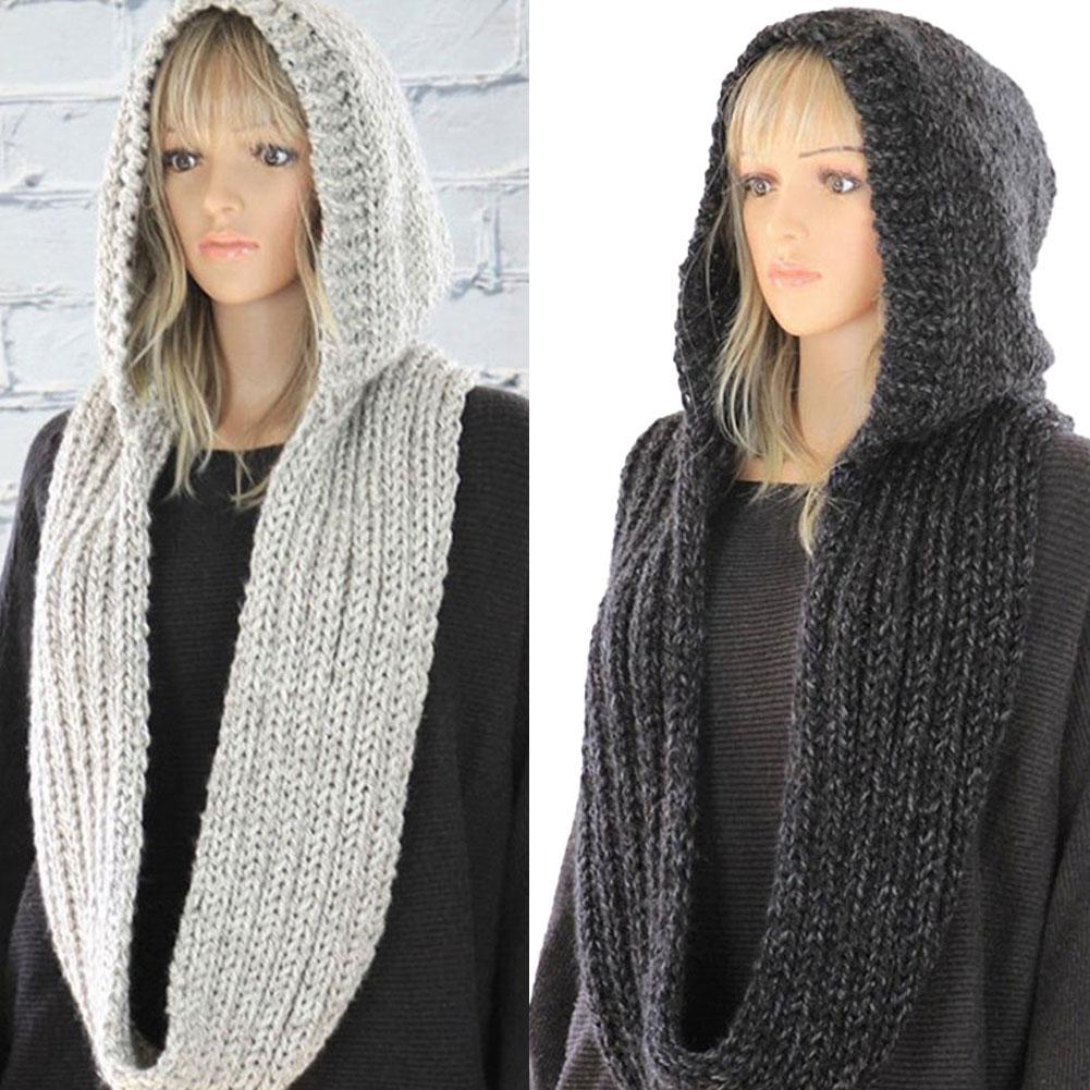 Knitted Hooded Scarf Winter Wo - Infinity Scarf Knit のレビューと価格