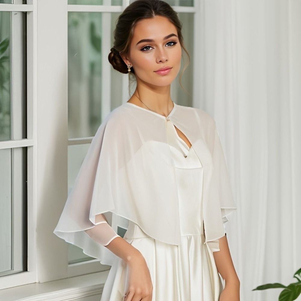 Vintage Sheer Chiffon Capelet  - Stole Wedding Shawl のレビューと価格