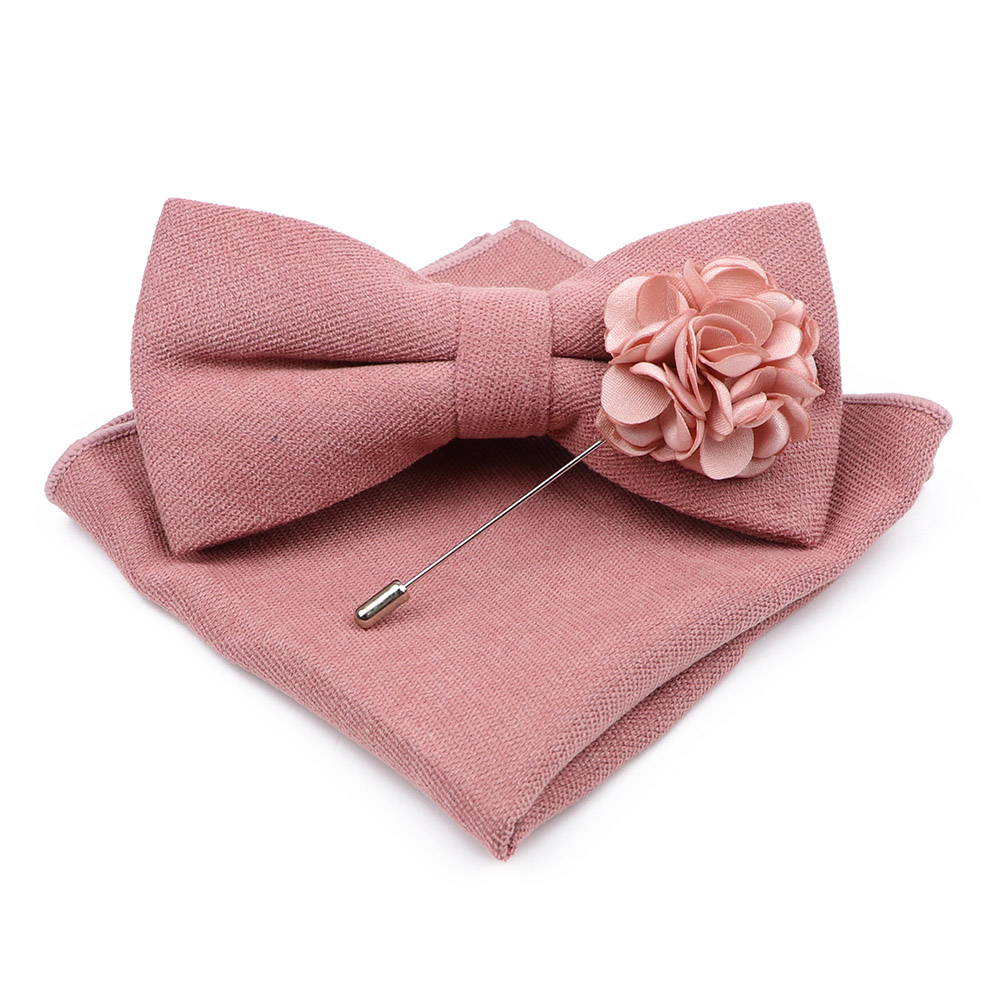 Mens Solid Color Cotton Bowtie - Handkerchief Cotton Men のレビューと価格
