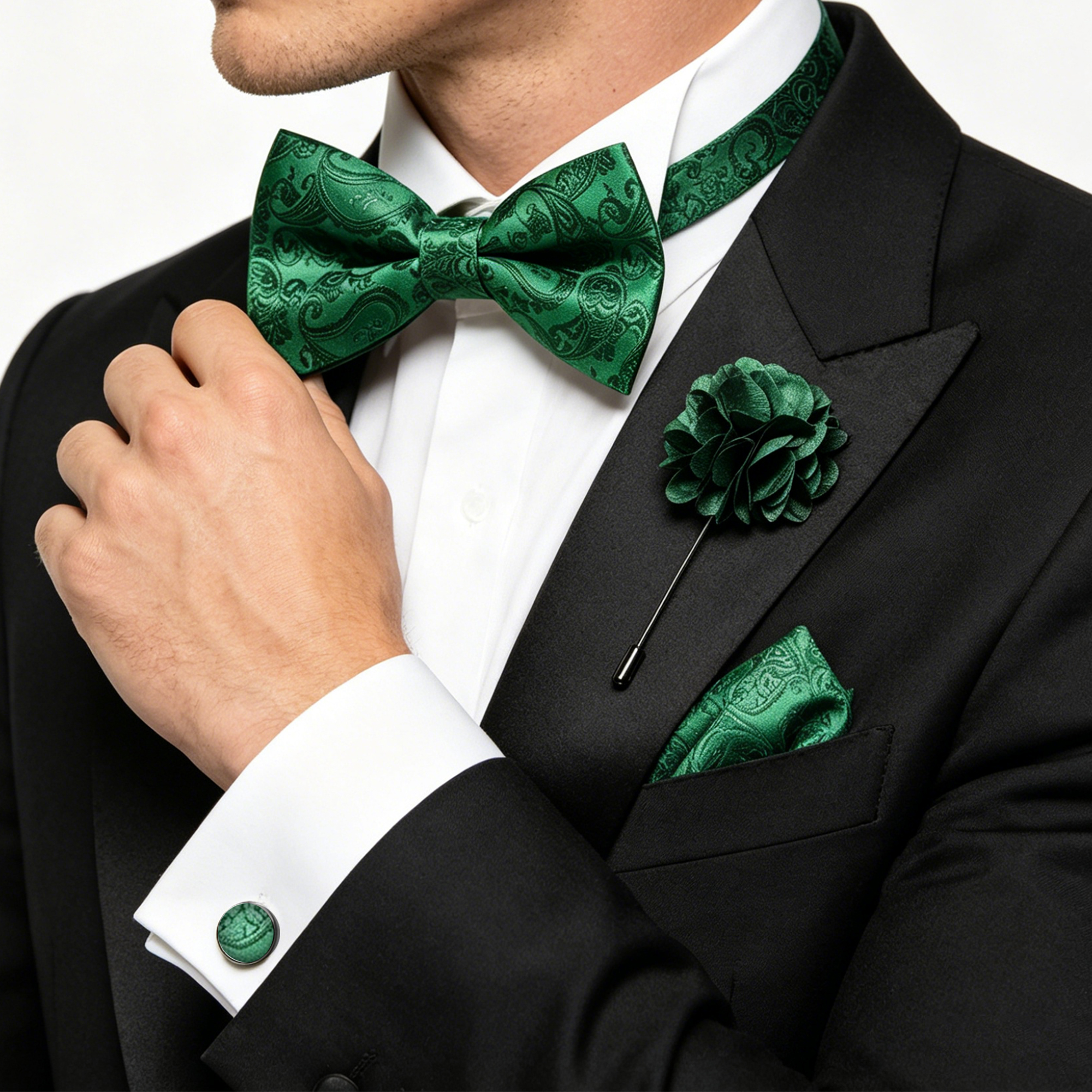 36pcs Black Silk Jacquard Pais - Bow Tie Pre Tied のレビューと価格