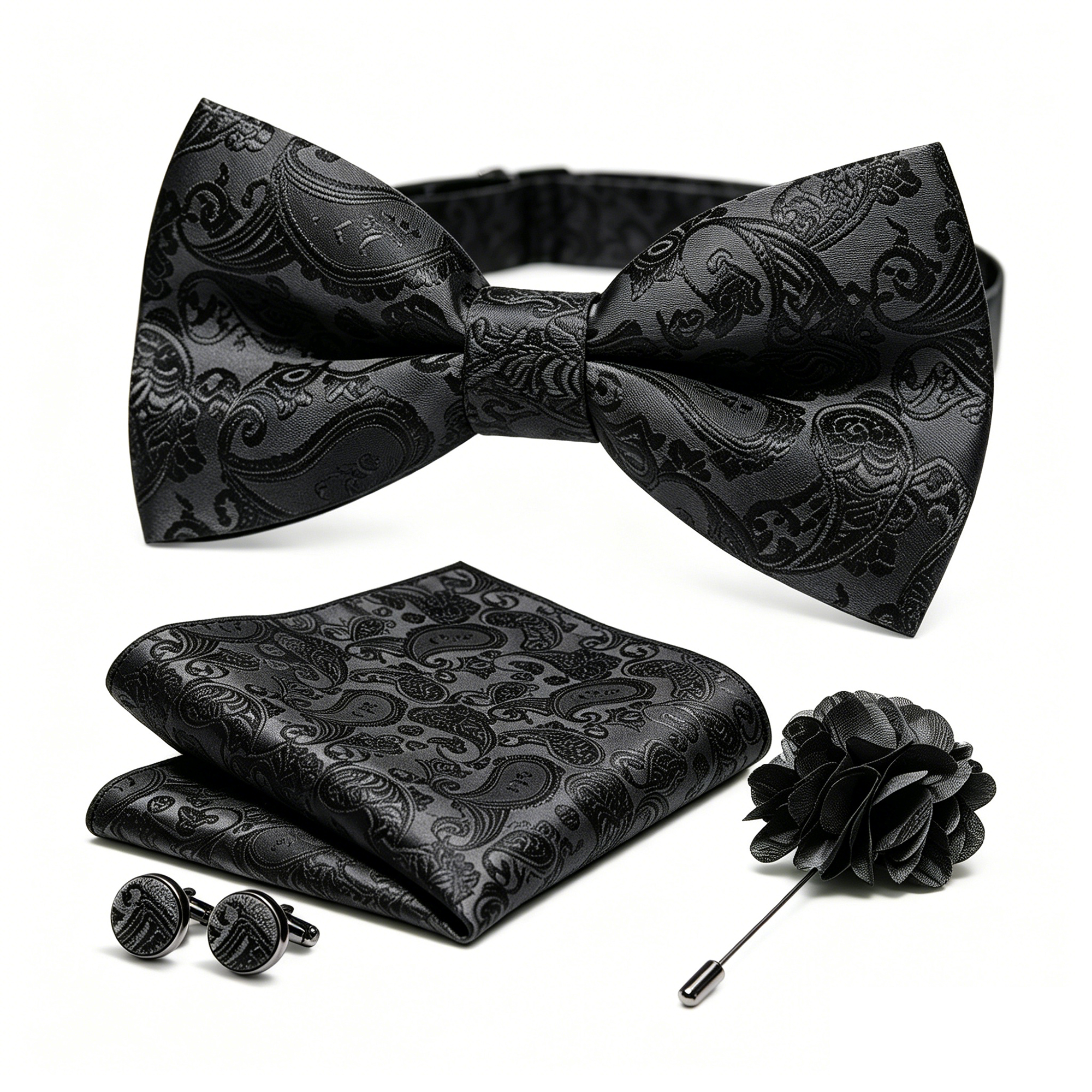 36pcs Black Silk Jacquard Pais - Bow Tie Pre Tied のレビューと価格