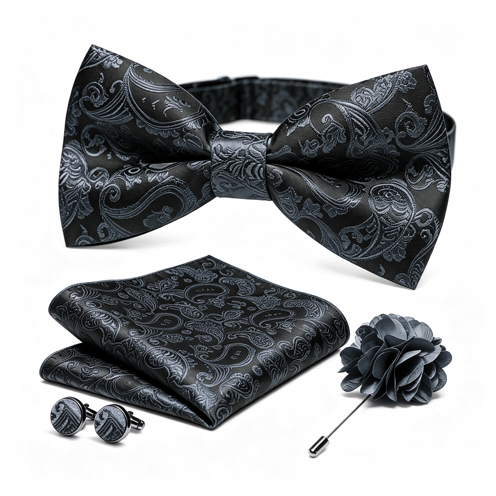 36pcs Black Silk Jacquard Pais - Bow Tie Pre Tied のレビューと価格