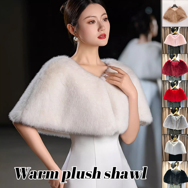 Women Winter Faux Fur Shawl El - Stole Wedding Shawl のレビューと価格