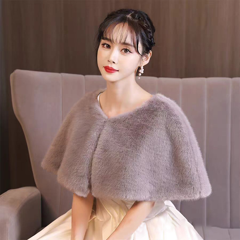 Women Winter Faux Fur Shawl El - Stole Wedding Shawl のレビューと価格