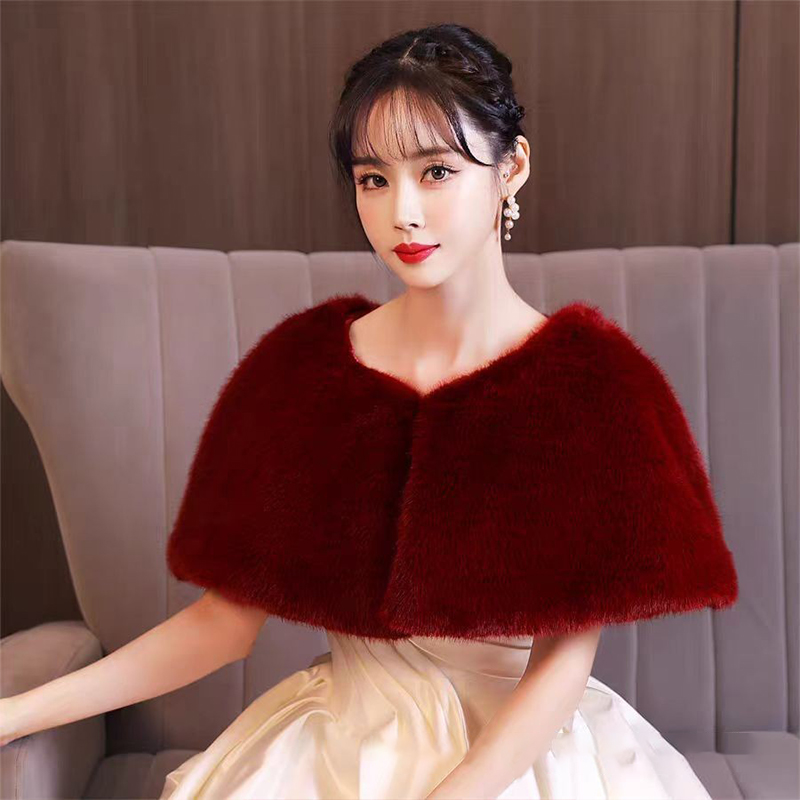 Women Winter Faux Fur Shawl El - Stole Wedding Shawl のレビューと価格