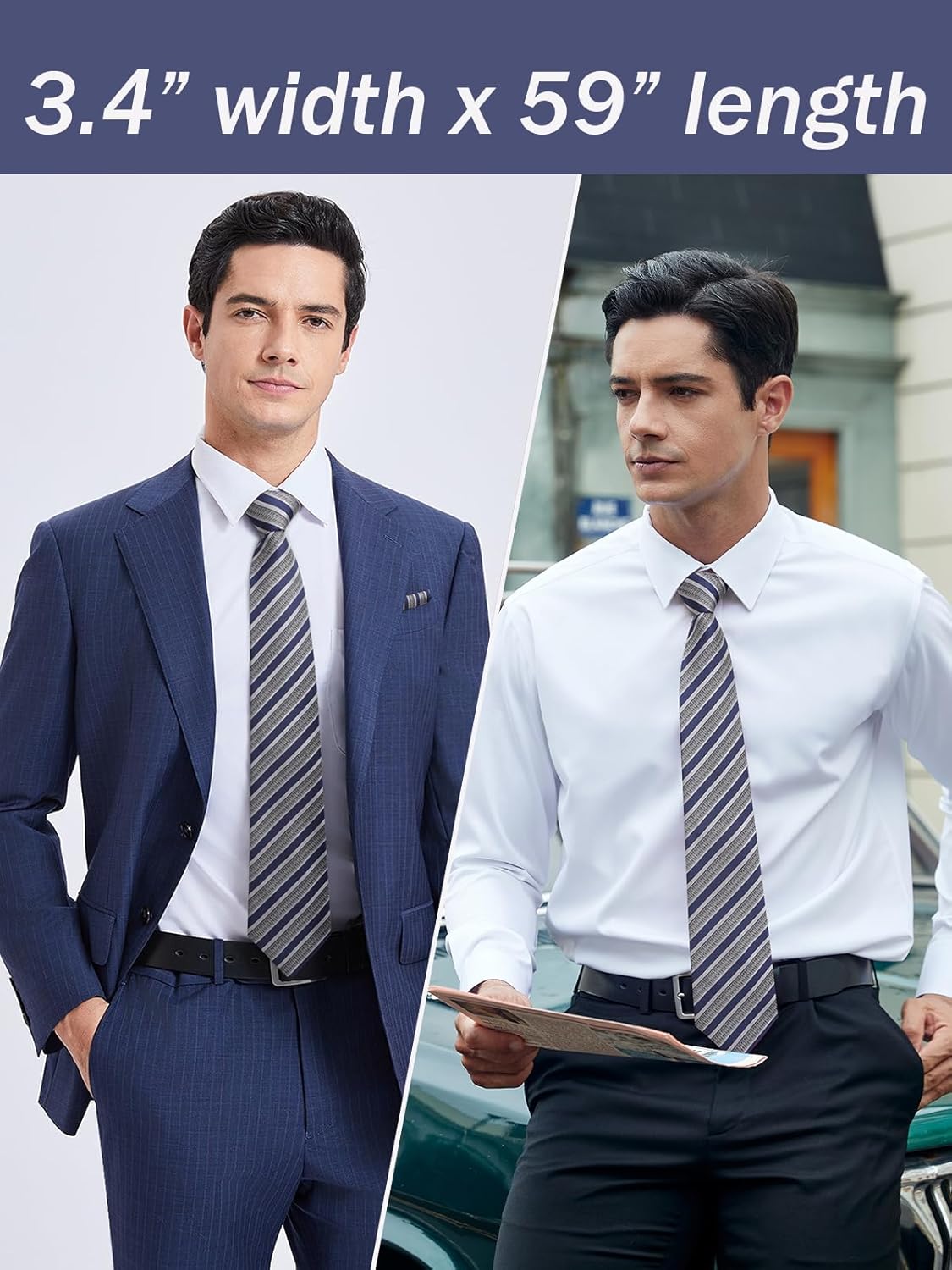 Men's Stripe Tie & Pocket Squa - Pocket Square Set のレビューと価格