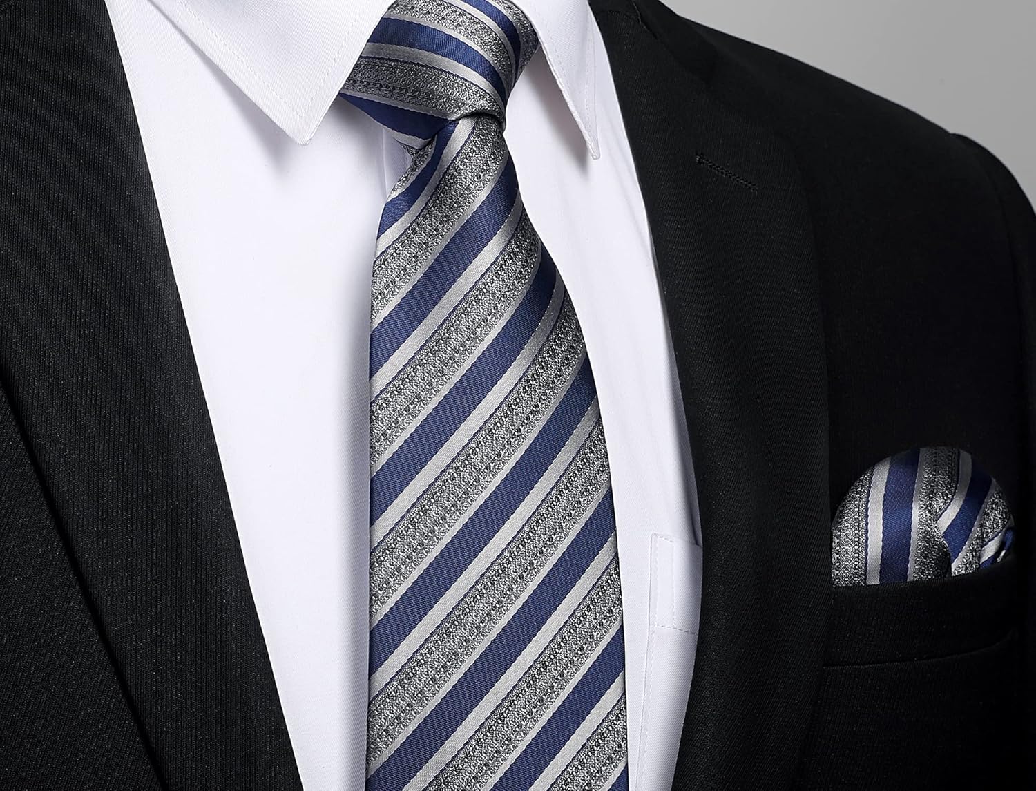 Men's Stripe Tie & Pocket Squa - Pocket Square Set のレビューと価格