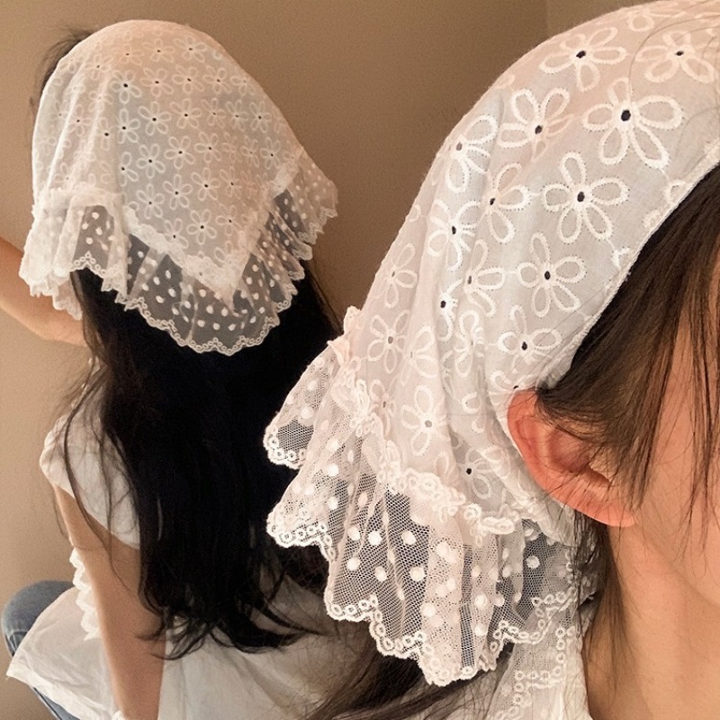 Retro  Lace Triangle Headscarf - Bandana Cotton のレビューと価格