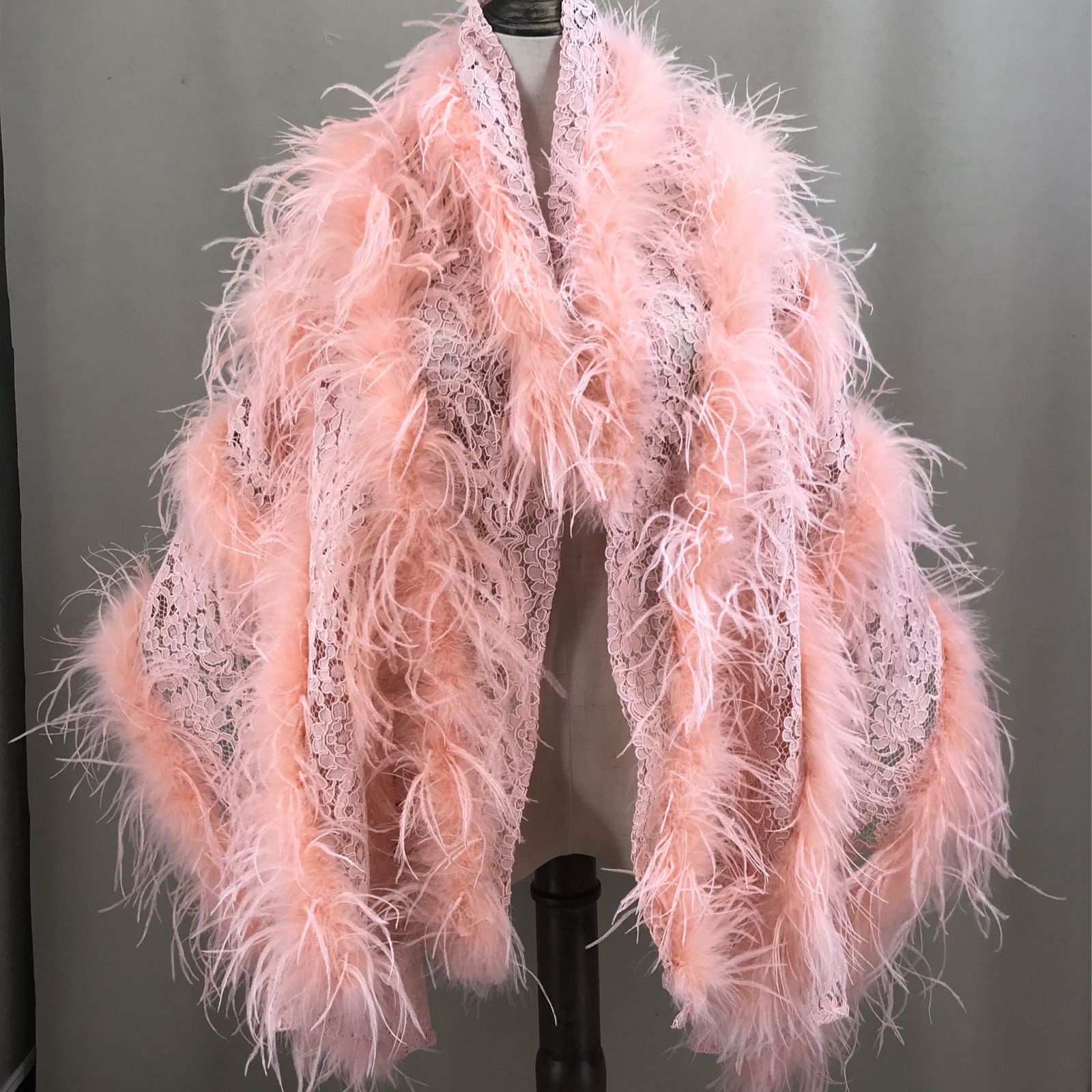 Real Ostrich Feather Lace Shaw - Stole Wedding Shawl のレビューと価格
