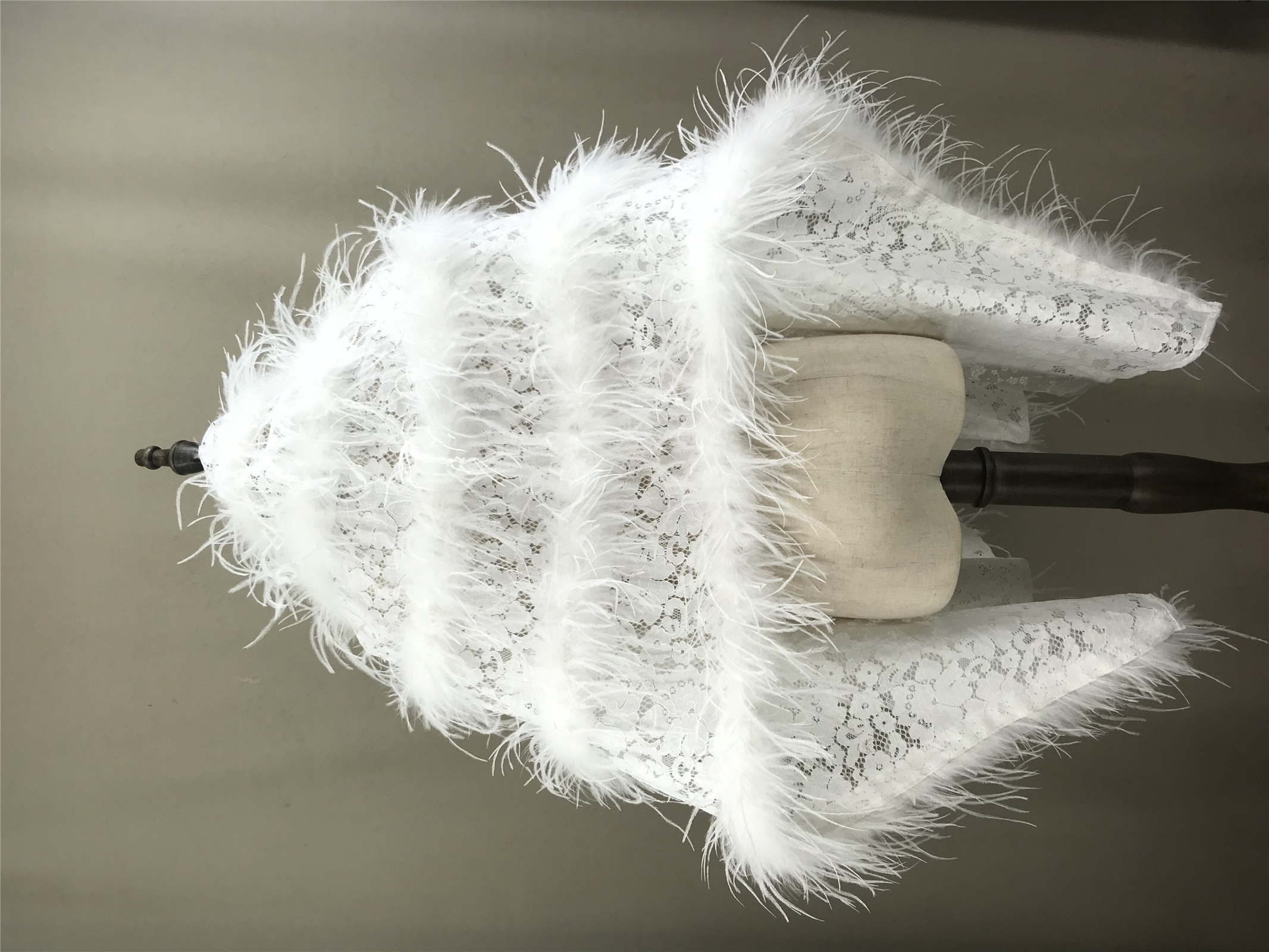 Real Ostrich Feather Lace Shaw - Stole Wedding Shawl のレビューと価格