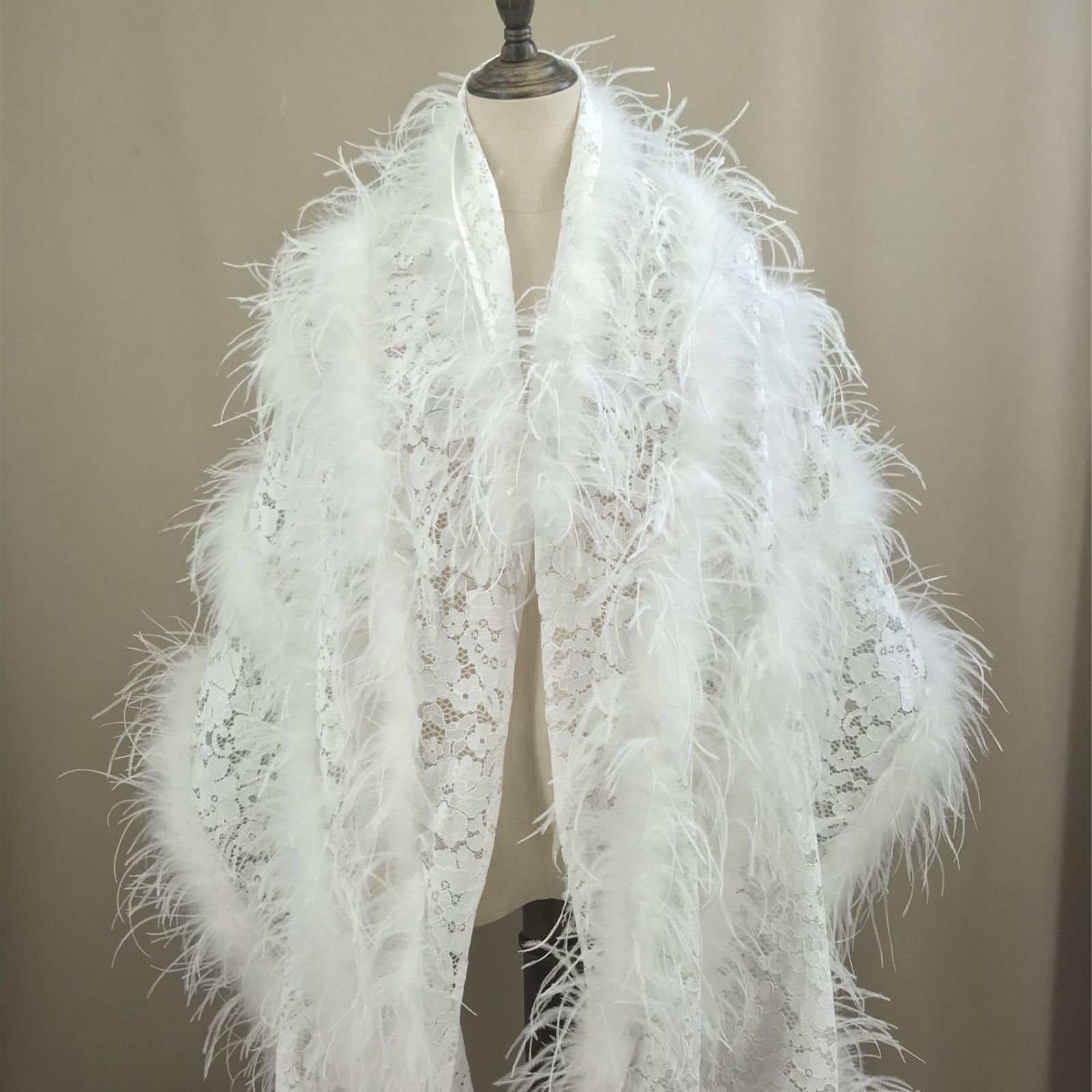 Real Ostrich Feather Lace Shaw - Stole Wedding Shawl のレビューと価格