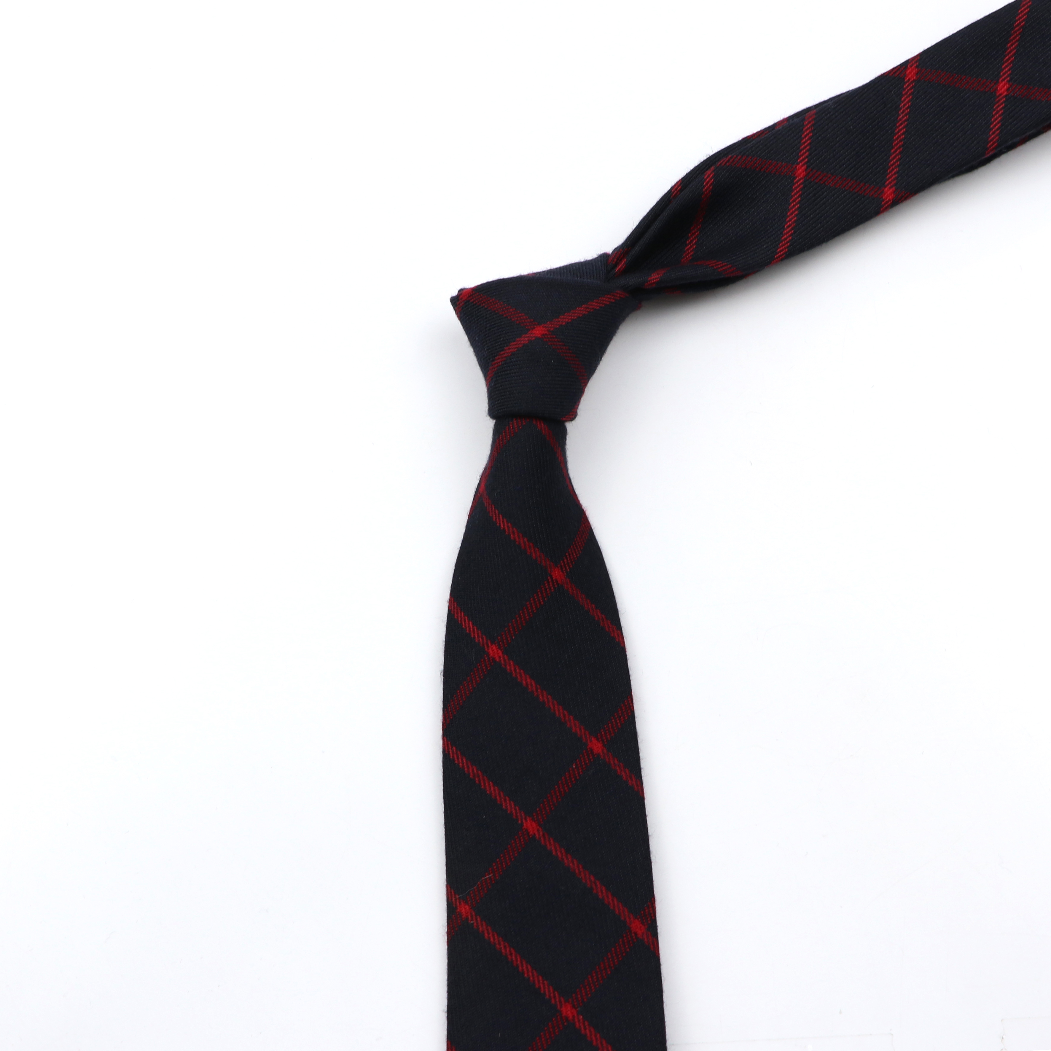 Classic Black Grey Plaid Cotto - Skinny Tie Men のレビューと価格