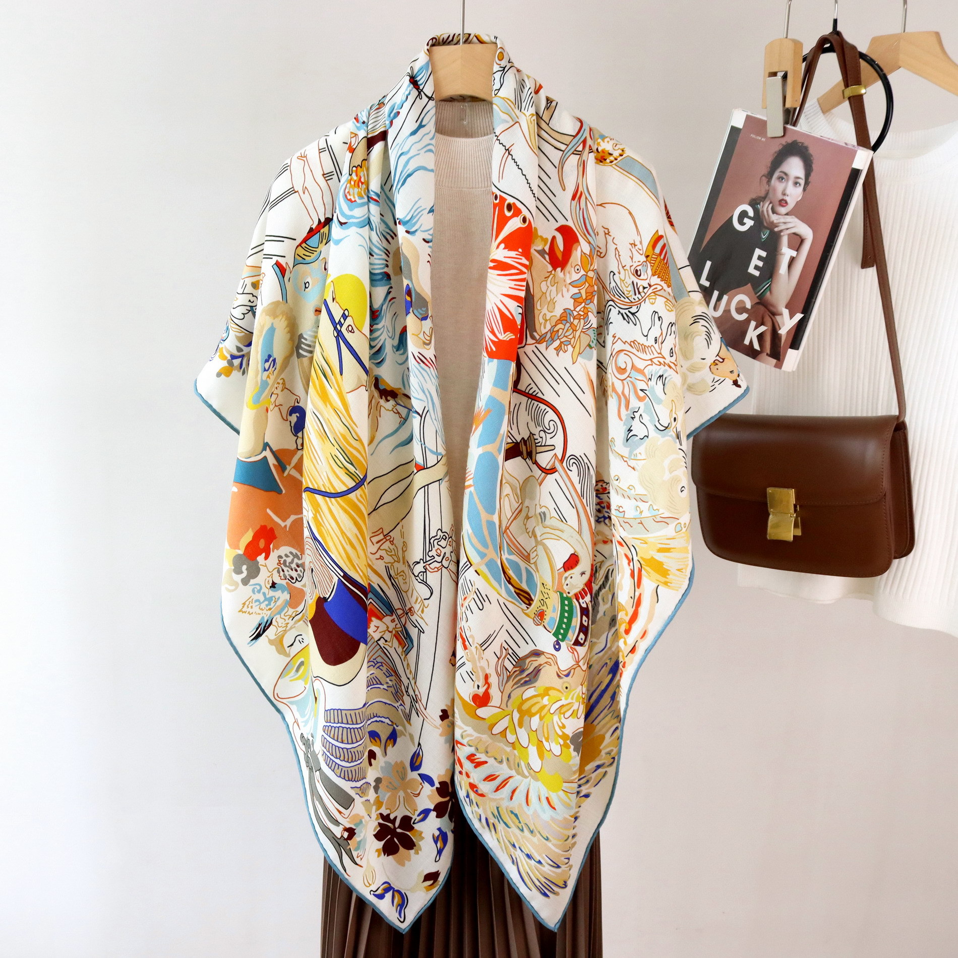 Double Print Mulberry Silk Sca - Pashmina Wrap Large のレビューと価格