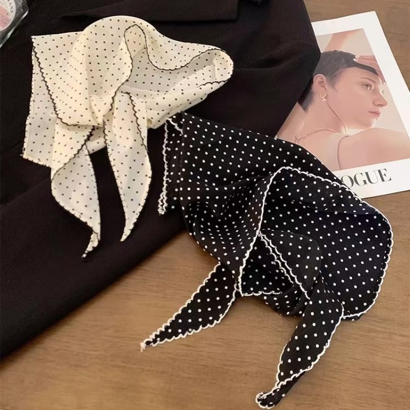 Black White Polka Dot Scarf fo - Ascot Neck Scarf のレビューと価格