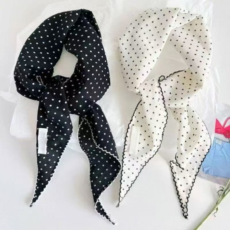 Black White Polka Dot Scarf fo - Ascot Neck Scarf のレビューと価格