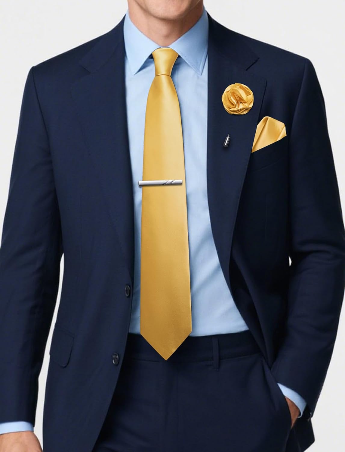 5Pcs Men's Silk Satin Tie Set  - Pocket Square Set のレビューと価格