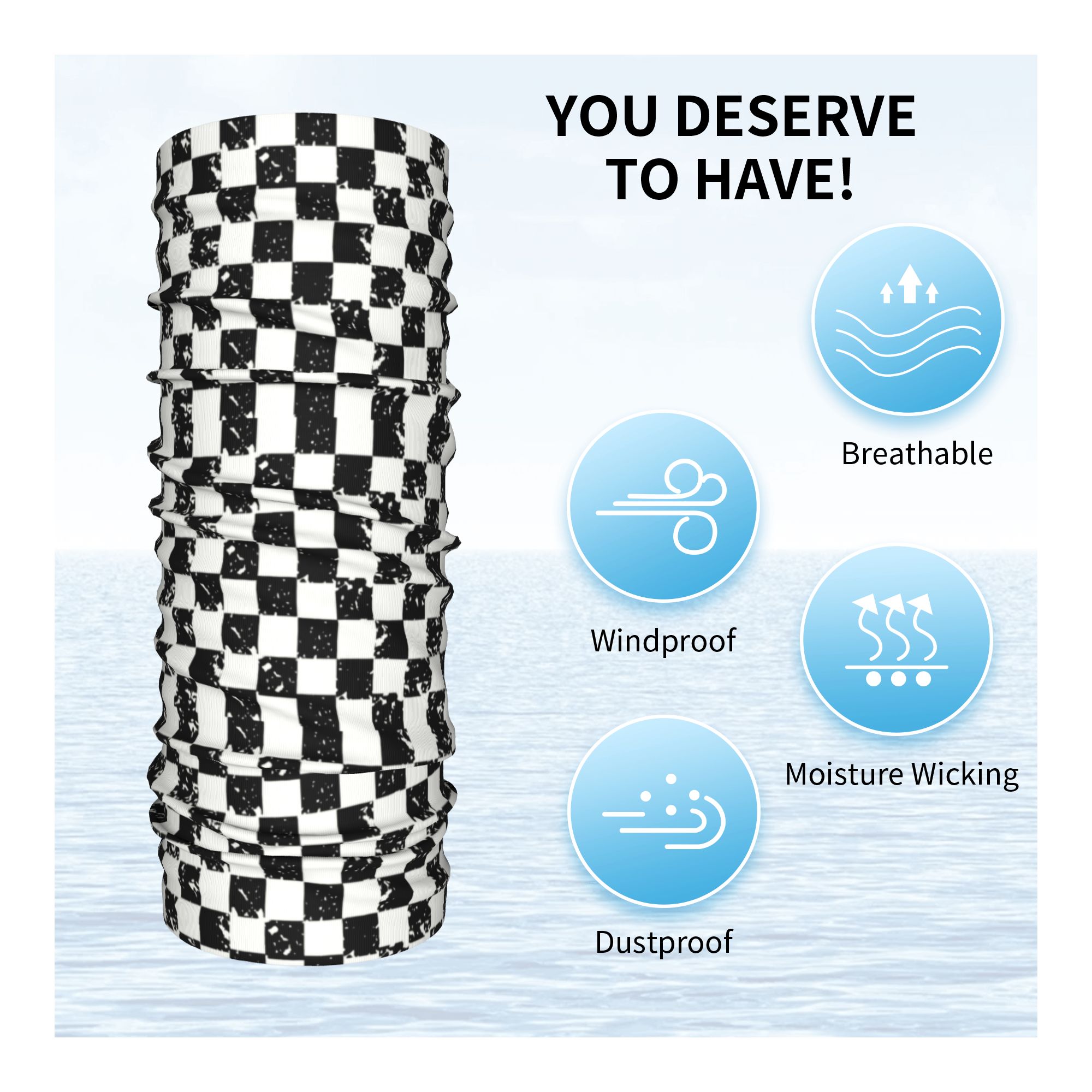 Custom Retro Checkered Flag Wi - Neck Warmer Tube のレビューと価格