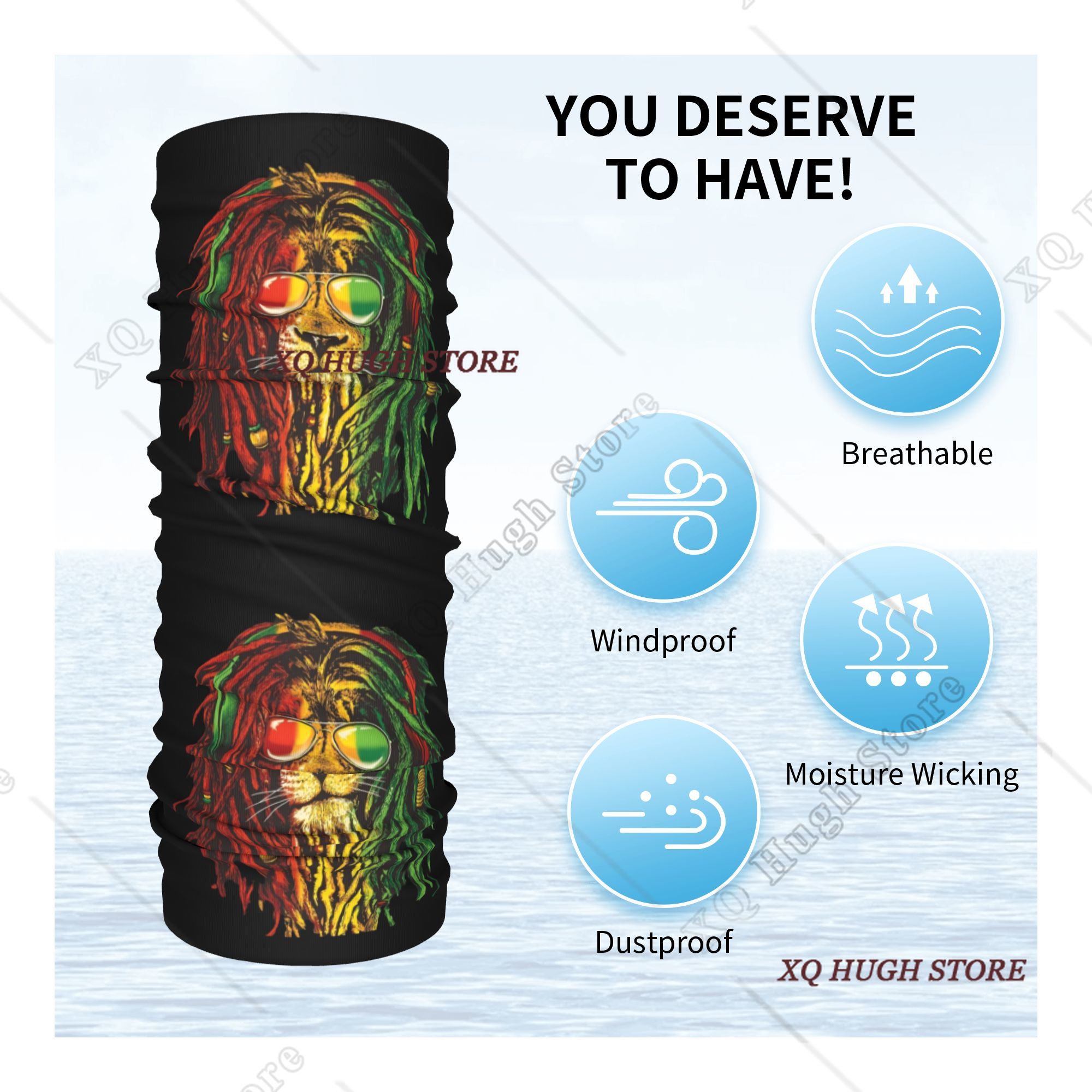 Rasta Reggae Lion Sunglass Art - Neck Warmer Tube のレビューと価格