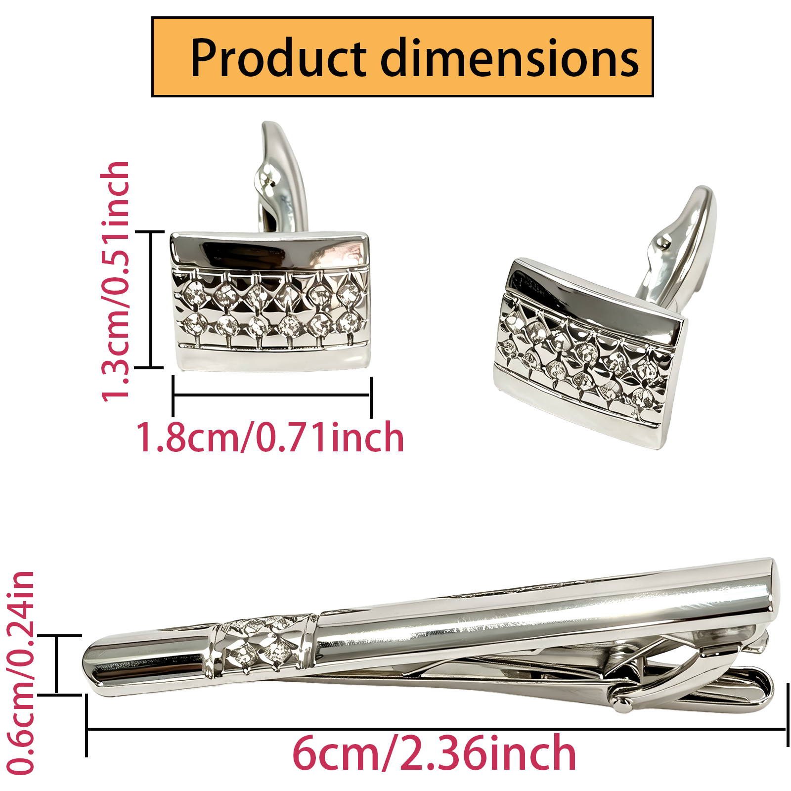 Mens Cufflinks & Tie Clip Set  - Tie Bar Set Gift のレビューと価格